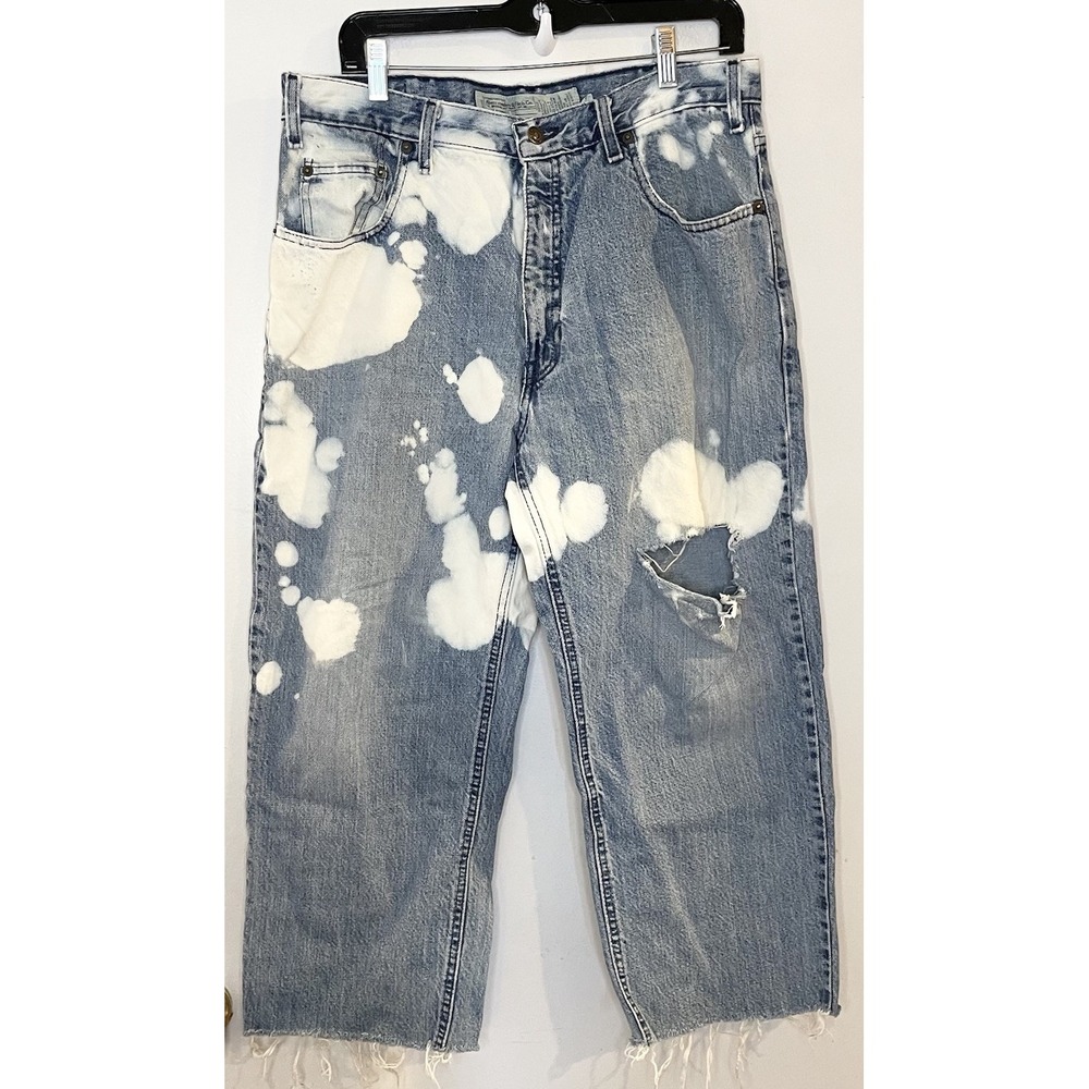 Vintage Abercrombie And Fitch Jeans Mens 34x23 Blue Distressed Bleach Cut Off